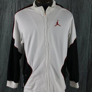Air Jordan Track Jacket - White with Black and Red Trim - Men's Medium